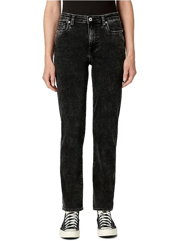Midnight Madness Jayden Womens High-Rise Acid Wash Straight Leg Jeans