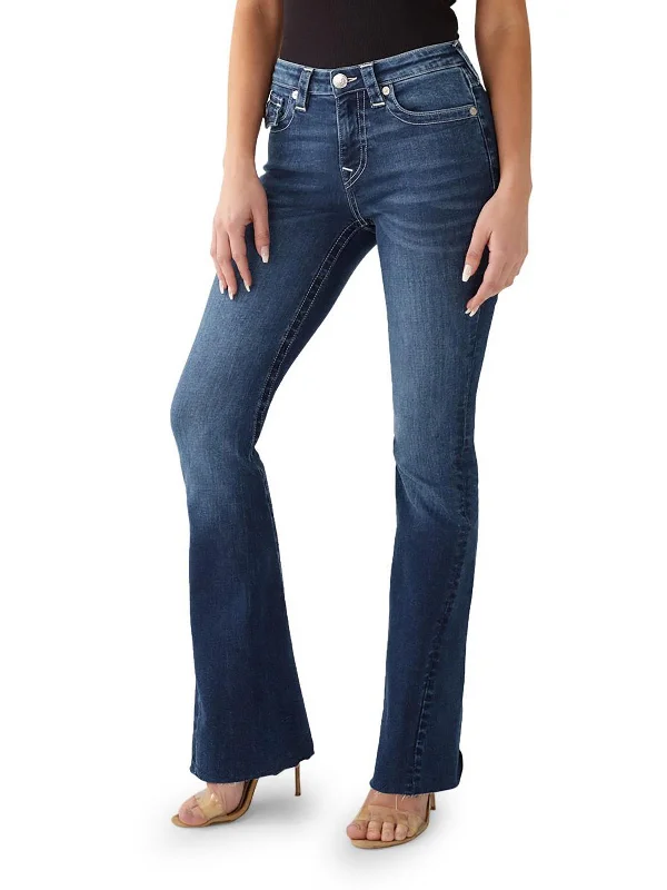 Time-Limited Offer Joey Womens Mid-Rise Dark Wash Flare Jeans