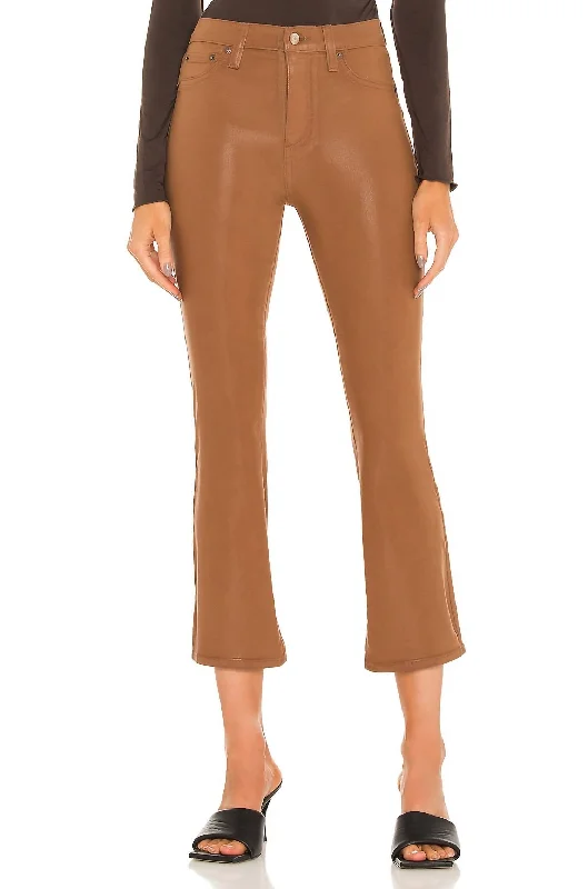 Price Drop Lennon High Rise Crop Boot Pants In Coated Cognac