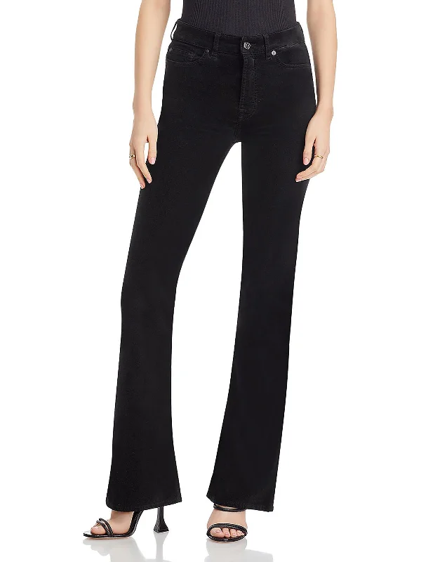 Daily Specials Lisha Womens High Rise Flocked Bootcut Jeans