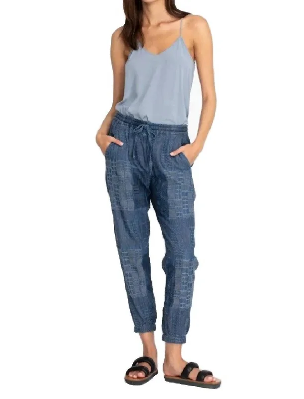 Weekend Deal Luisa Embroidered Jogger In Denim Blue