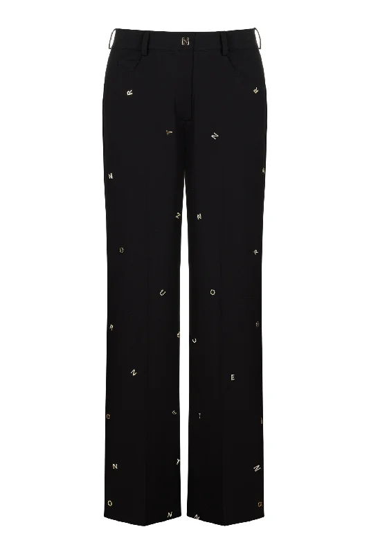 Online Only Metallic Letter Detailed Pants