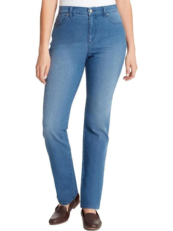 Unmissable Offer Petites Womens High Rise Dark Wash Straight Leg Jeans