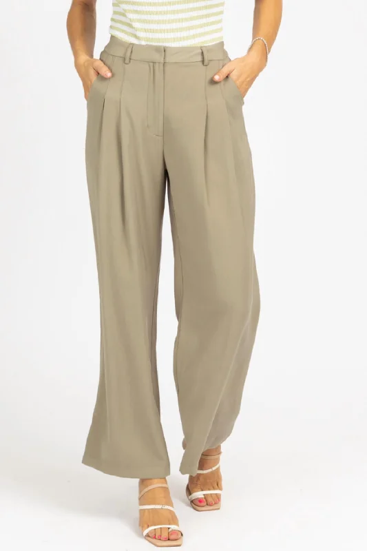 Price Cut Pintuck Pleated Trouser In Olive
