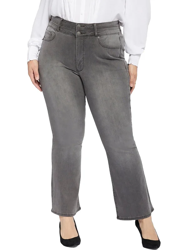 Price Slash Plus Ava Womens High-Rise Slimming Flare Jeans