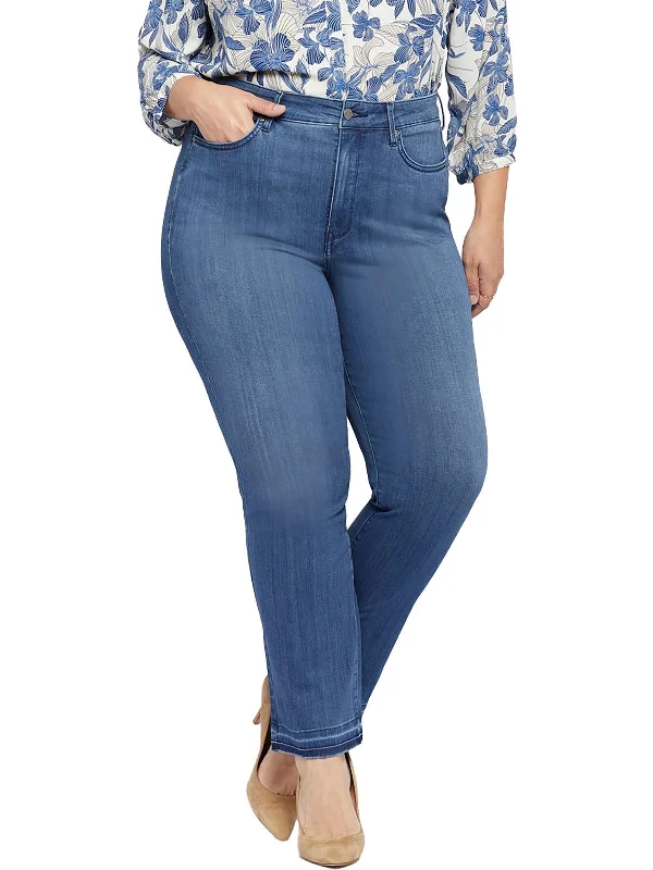 Great Deals Plus Womens High Waist Released Hem Straight Leg Jeans