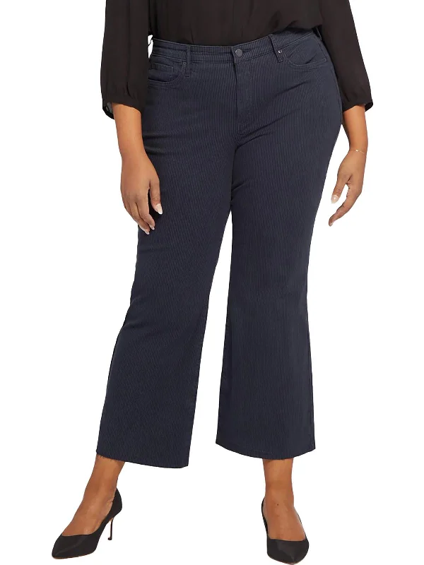 Special Savings Plus Womens Raw Hem Striped Flare Jeans