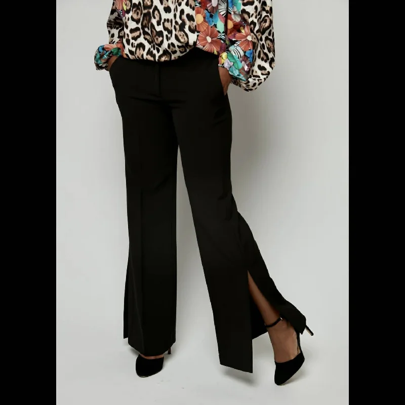 Discount Mania Slit Side Pants In Black
