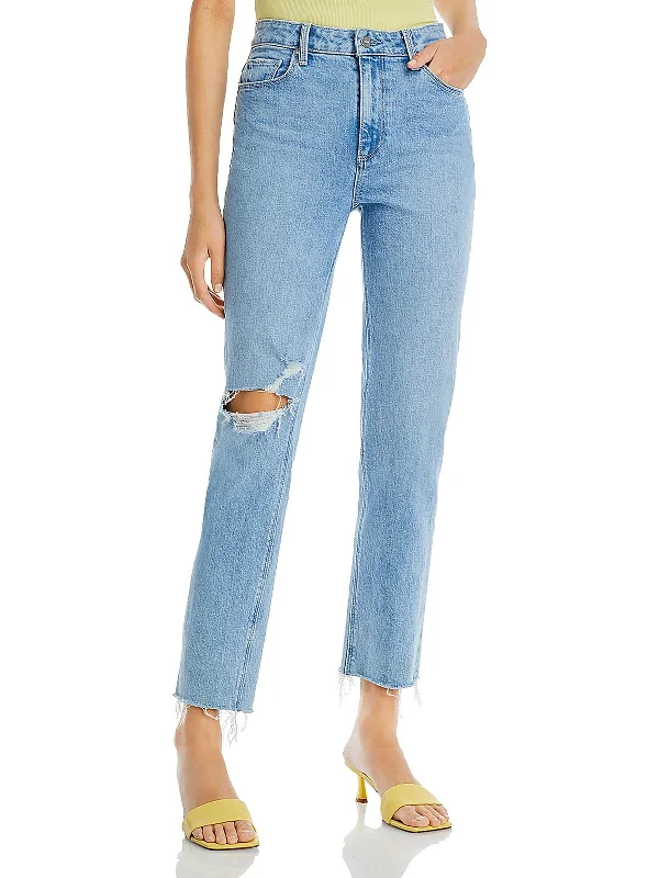 Clearance Items Stella Womens Distressed Released Hem Straight Leg Jeans