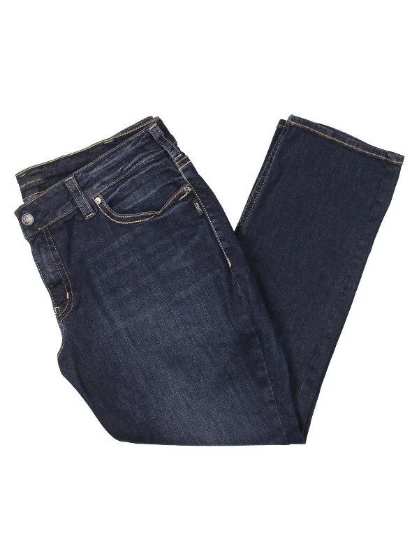 Closeout Suki Womens Mid Rise Dark Wash Straight Leg Jeans