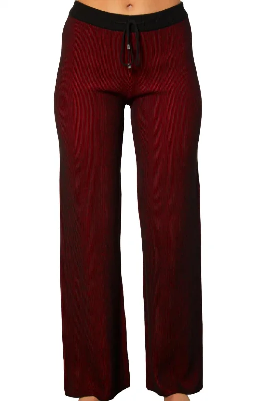 Markdowns Two Toned Ribbed Pant In Rouge