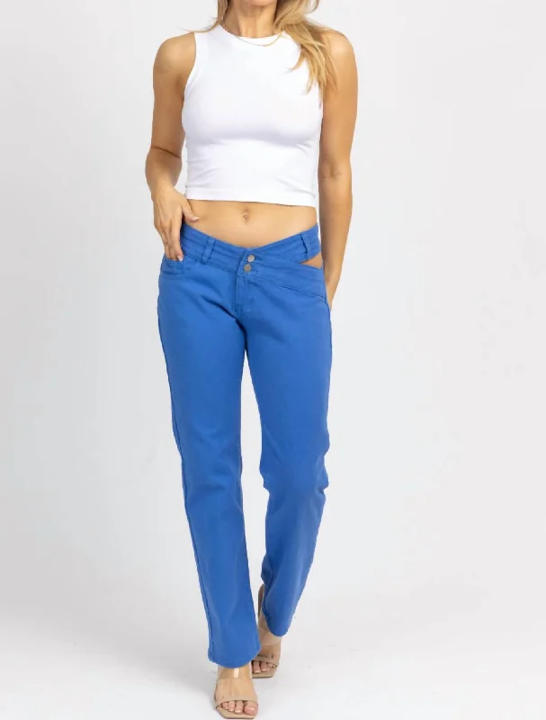 Midnight Madness Waist Cutout Denim Pant In Blue