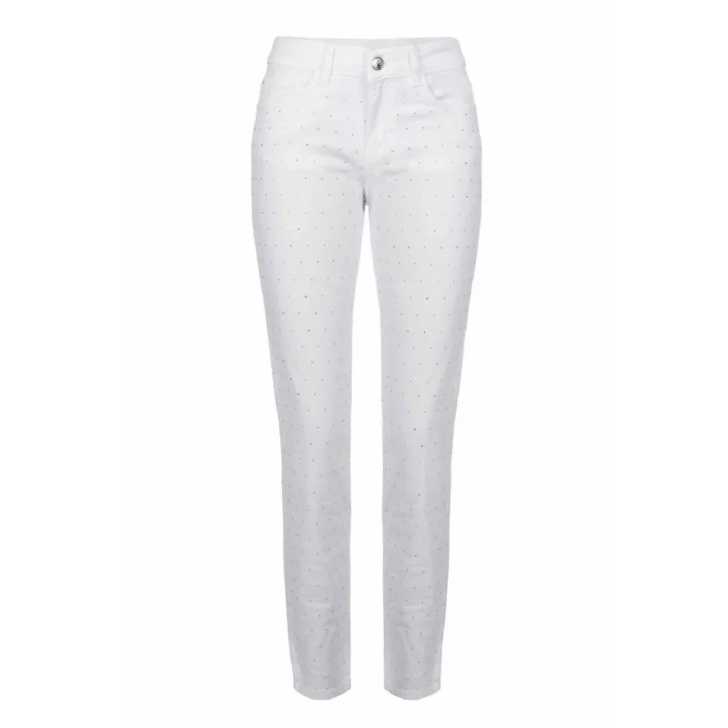 YEAR-End Clearance White Rhinestone Front Jeans