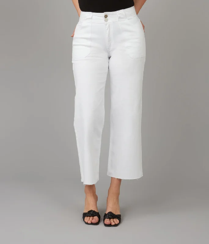 Closeout Sale Women's COLETTE-WHT High Rise Wide Leg Jeans
