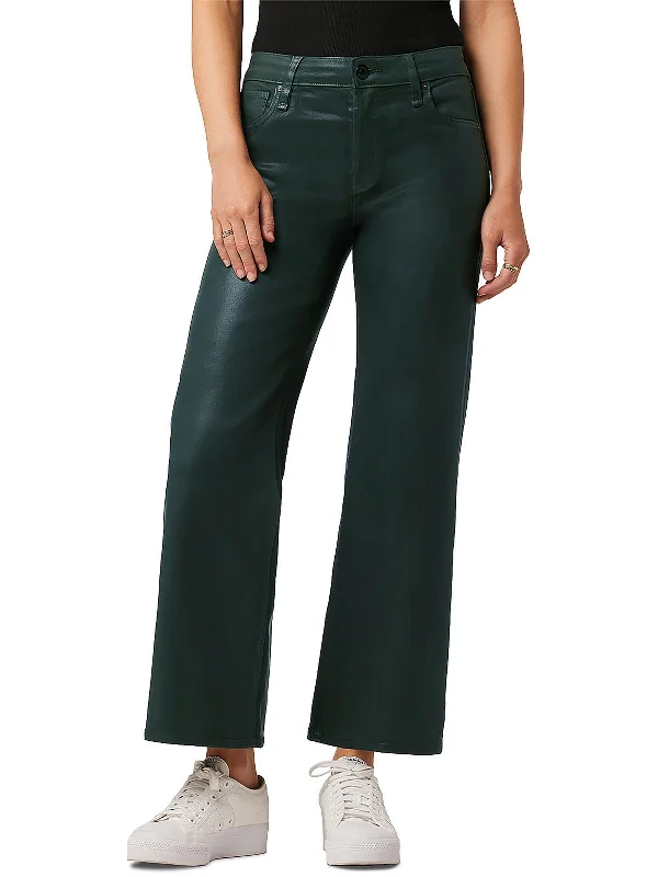 Best Deals Womens Cropped Coated Wide Leg Jeans
