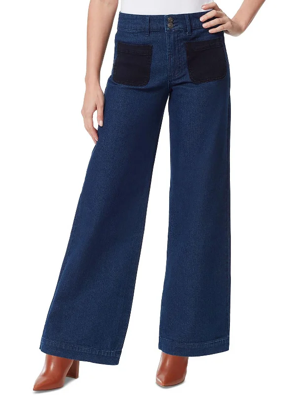 Savings Galore Womens Dark Wash High Rise Wide Leg Jeans