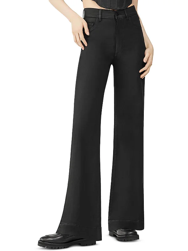 Steals and Deals Womens High Rise Coated Wide Leg Jeans