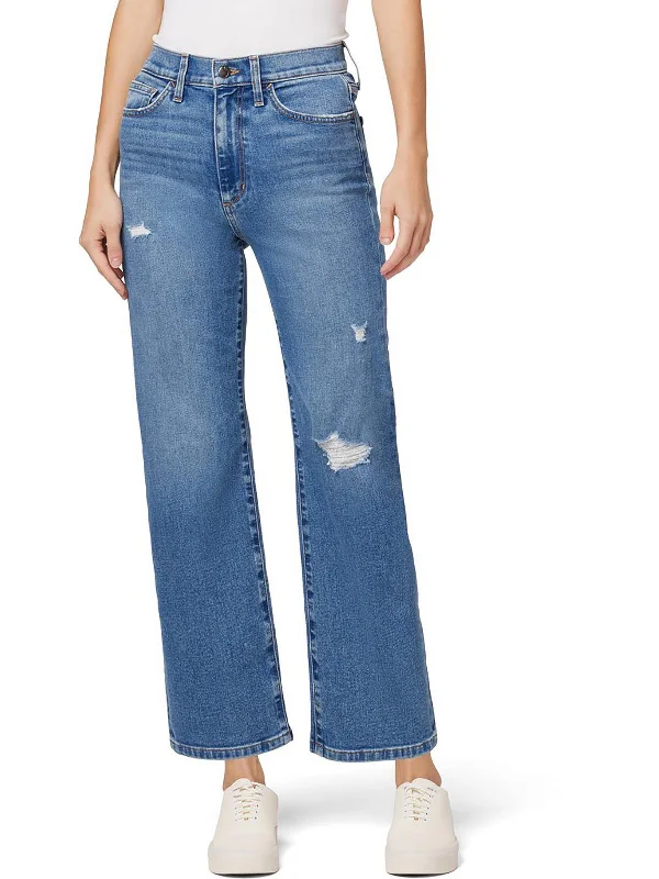 Mega Sale Womens High-Rise Cropped Wide Leg Jeans