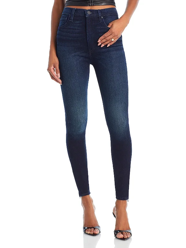 Discount Mania Womens High Rise Dark Wash Skinny Jeans