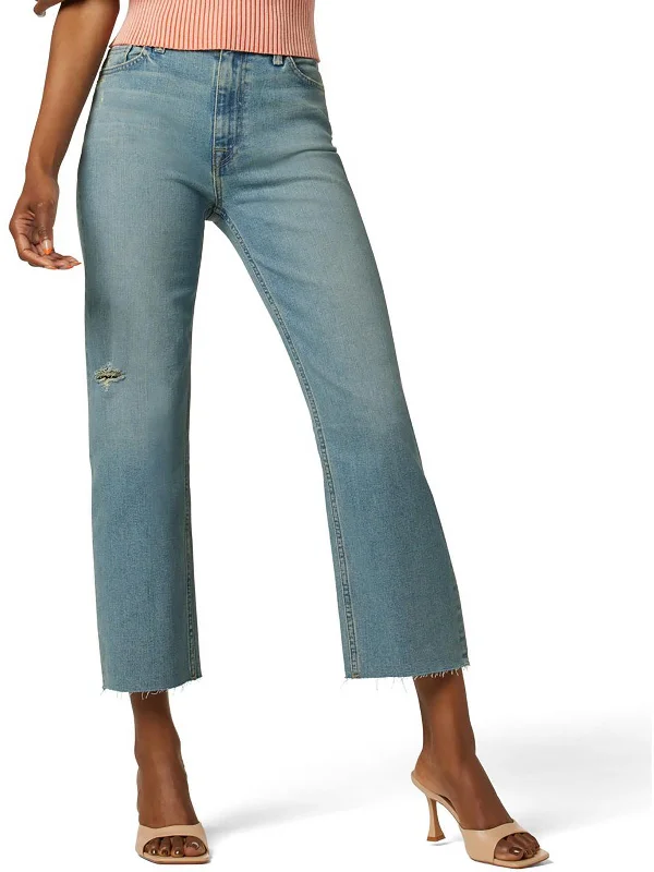 Instant Discount Womens High-Rise Distressed Wide Leg Jeans