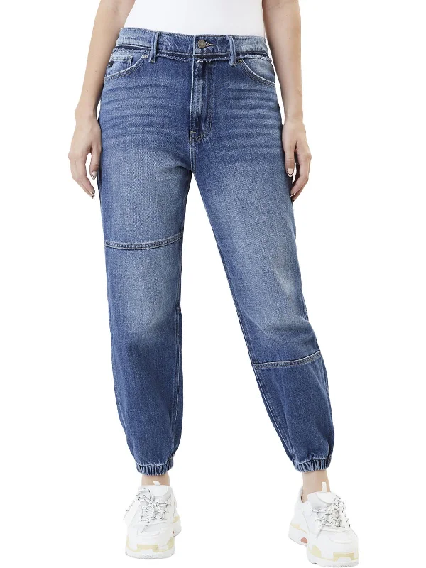 Act Fast Womens High Rise Faded Jogger Jeans