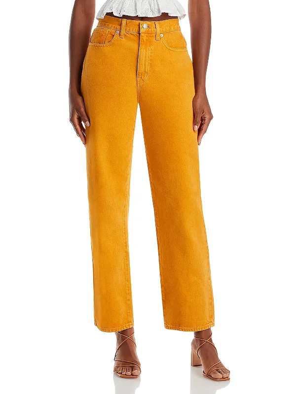 Final Sale Womens High Rise Solid Straight Leg Jeans