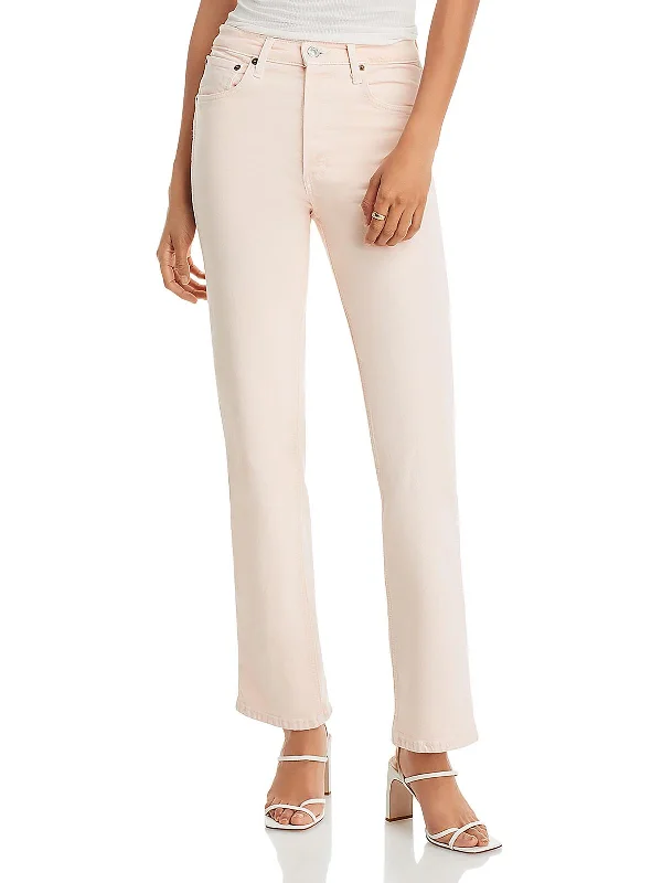 Clearance Items Womens High Rise Solid Straight Leg Jeans
