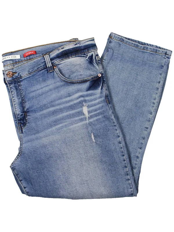 Closeout Womens High Rise Solid Straight Leg Jeans