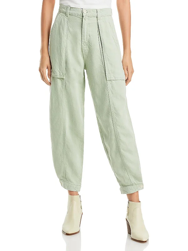 Special Discount Womens Linen Blend High Rise Ankle Pants