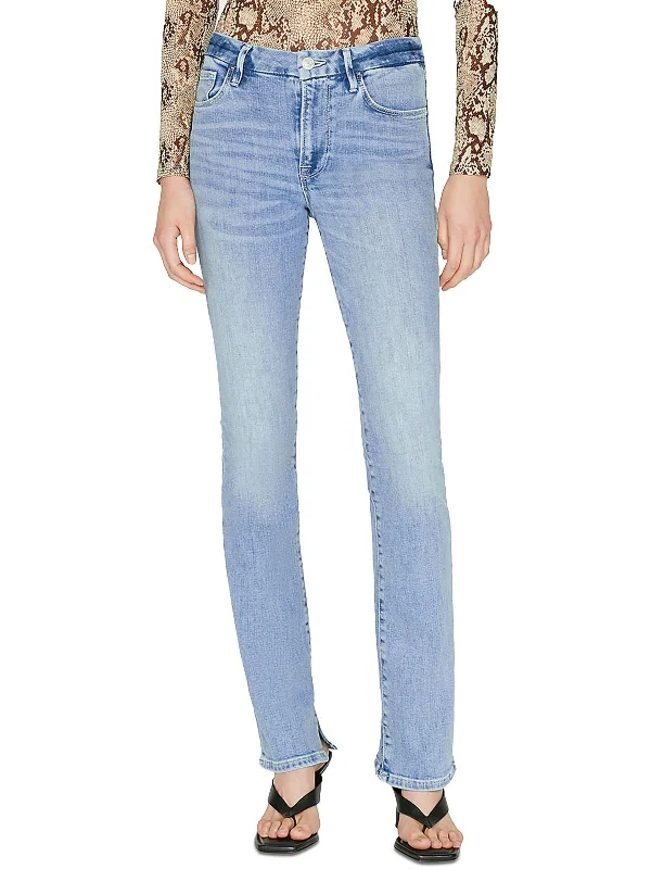 Super Bargain Womens Mid-Rise Side Slit Bootcut Jeans