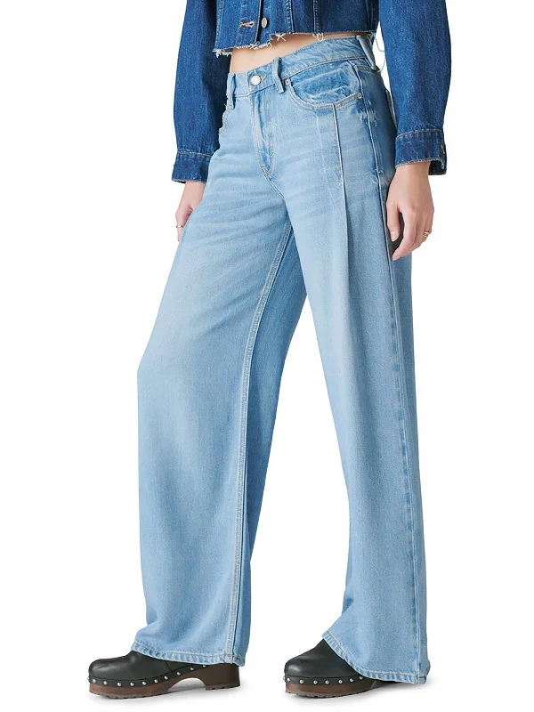 Season Finale Sale Womens Palazzo Light Wash Wide Leg Jeans