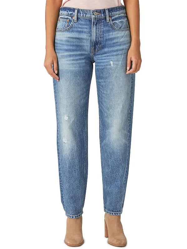 New Arrival Womens Relaxed Whisker Wash Straight Leg Jeans