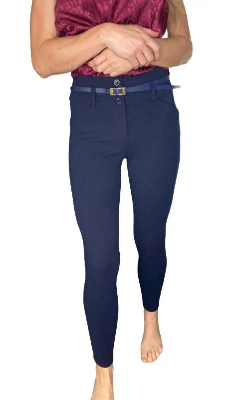 Women's Super Skinny Dress Pants With Removable Belt In Navy