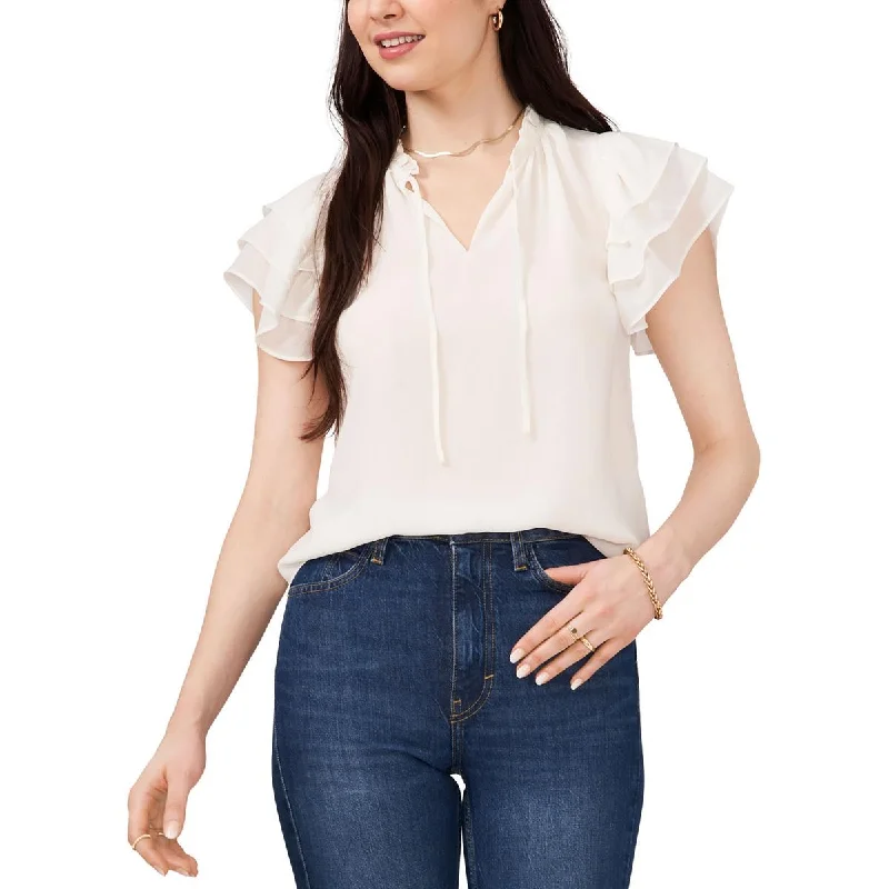 Amazing Deals 1.State Womens V-Neck Ruffled Neck Blouse