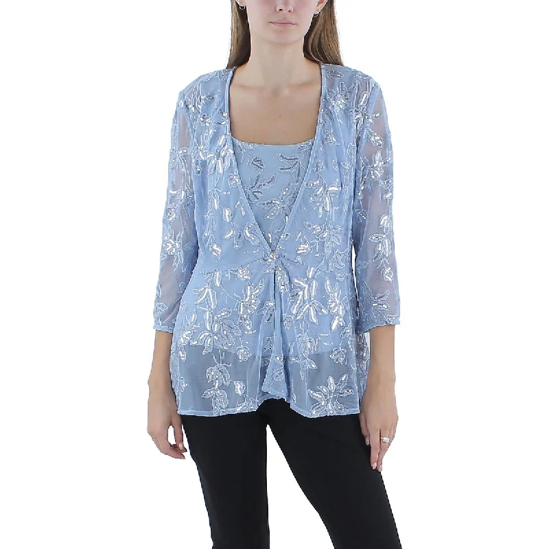 Limited Availability Alex Evenings Womens 2PC Sequined Blouse