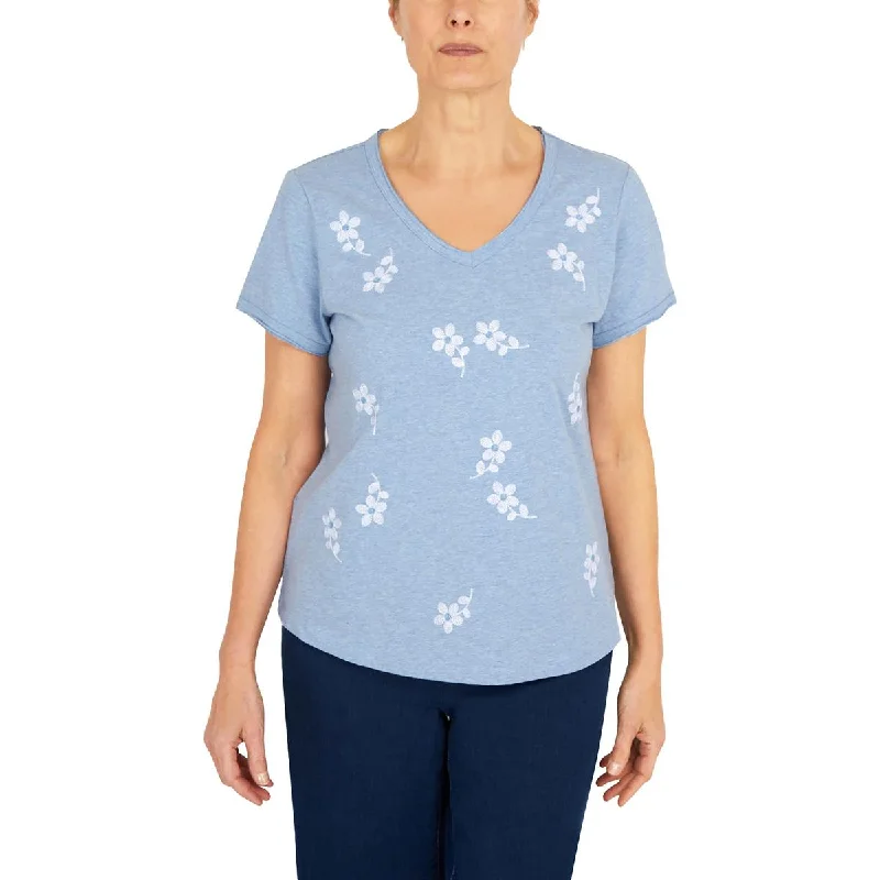 Clearance Items Alfred Dunner Womens Embroidered V Neck Pullover Top