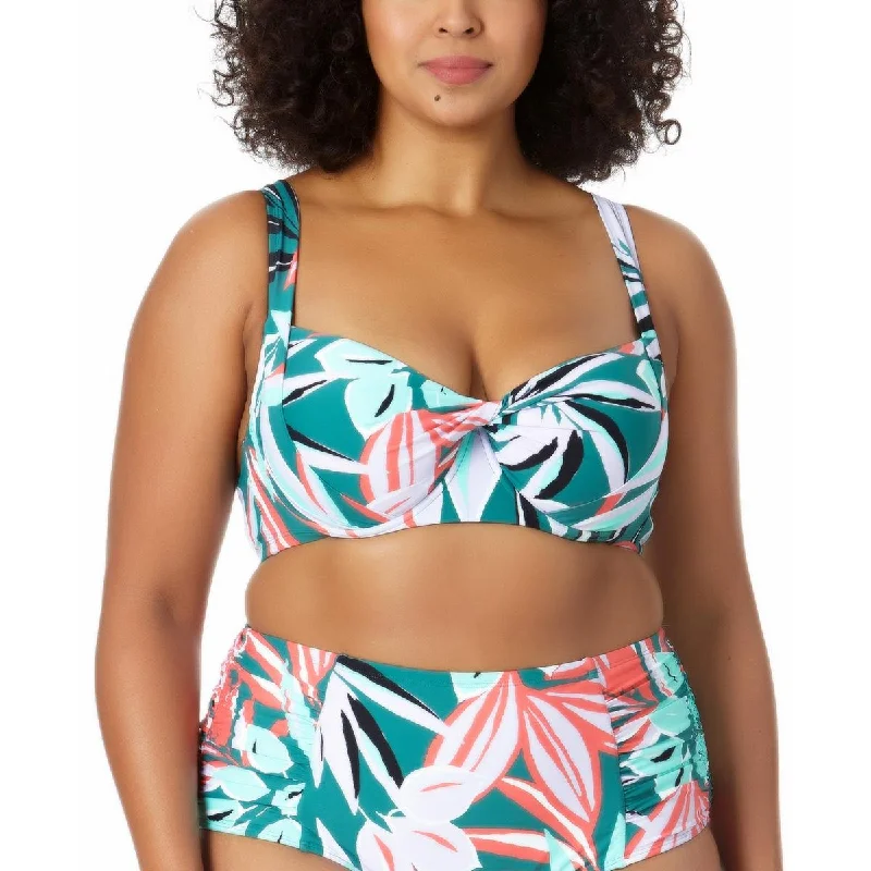 Deal Dash Anne Cole Womens Plus Underwire Floral Print Bikini Swim top
