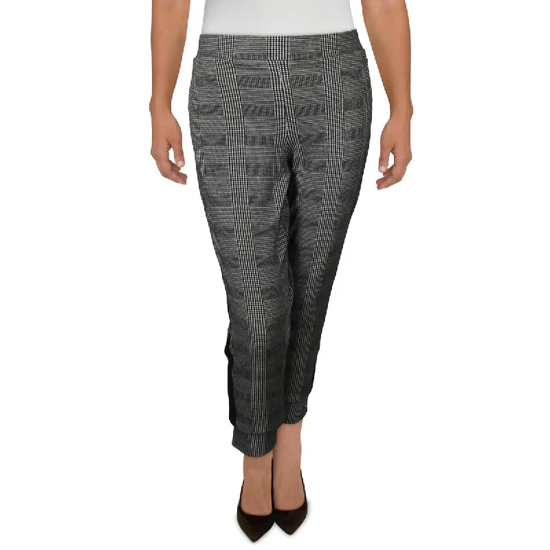 Anne Klein Womens Slim Fit Plaid Ankle Pants