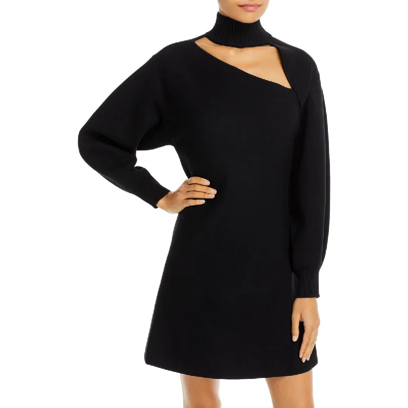 Aqua Womens Frances Knit Turtleneck Sweaterdress