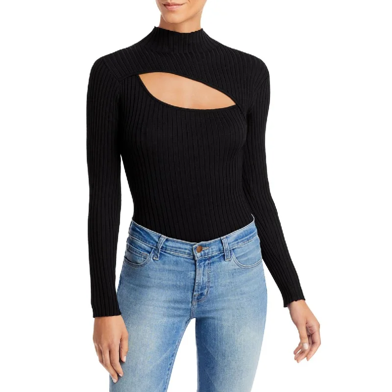 Bonus Savings Aqua Womens Mock Neck Cutout Bodysuit