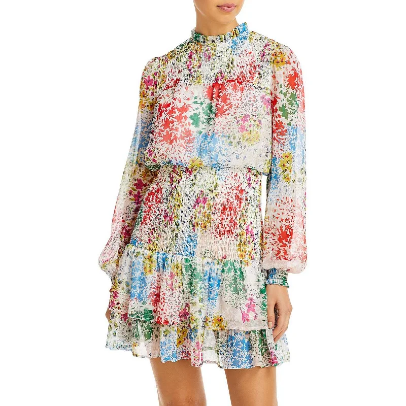 Price Meltdown Aqua Womens Smocked Short Mini Dress