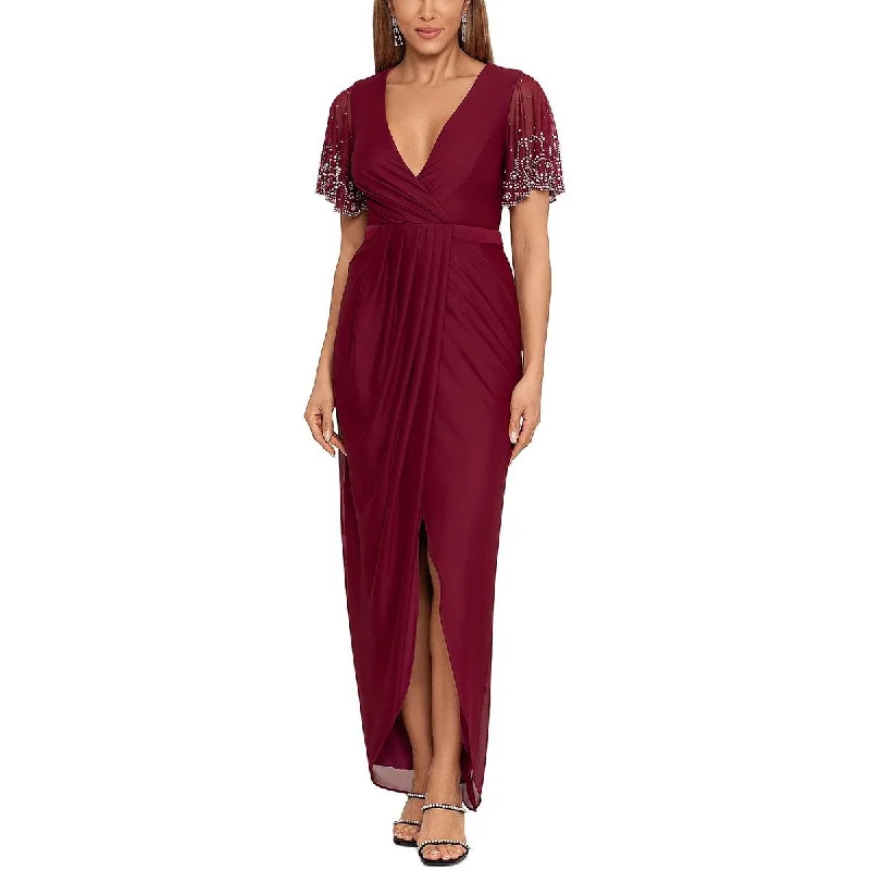 Price Rollback B&A by Betsy and Adam Womens Chiffon Beaded Evening Dress