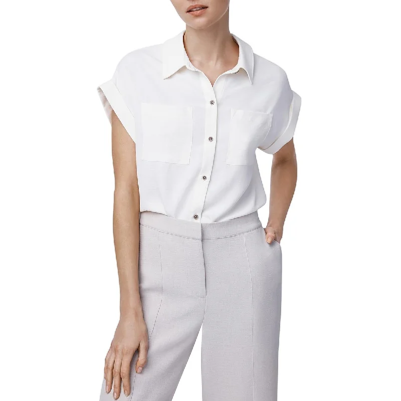 Huge Discounts B New York Womens Drop Shoulder Collared Button-Down Top