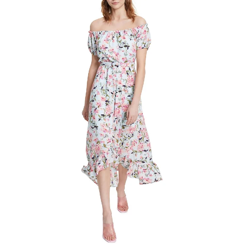 Bar III Womens Floral Hi-Low Sheath Dress