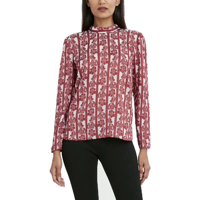 Steals and Deals BCBGMAXAZRIA Womens Striped Split Hem Blouse