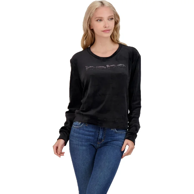 The Best Prices Bebe Women's Velour Logo Print Long Sleeve Crewneck Sweatshirt