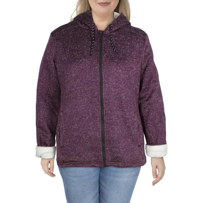 Instant Discount Big Chill Women's Plus Size Knit Sweater Jacket with Faux Sherpa Lining