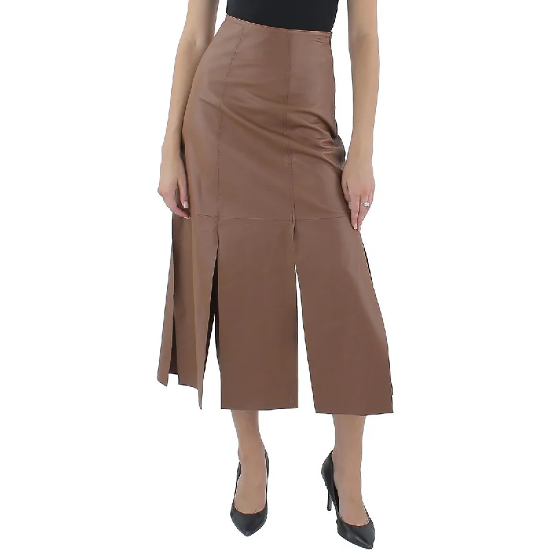 Exclusive Savings By Malene Birger Womens Lunes Leather Split Hem Midi Skirt