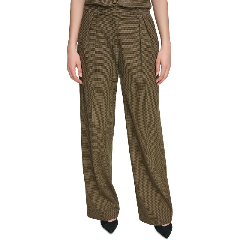 Today’s Deal Calvin Klein Womens Pleated Houndstooth Wide Leg Pants