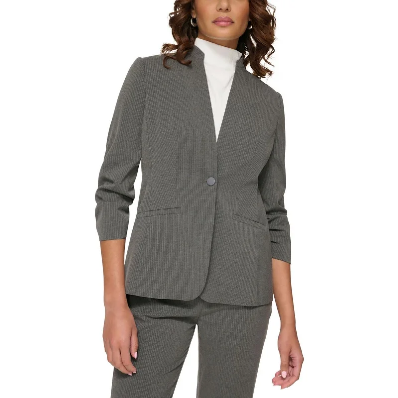 Calvin Klein Womens Suit Separate Pinstripe One-Button Blazer